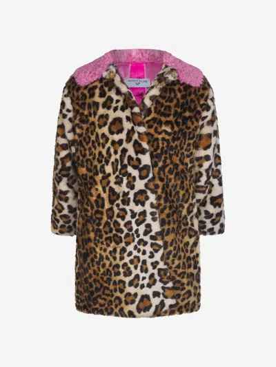 Shop Monnalisa Girls Print Faux Fur Coat 11 Yrs Multicoloured