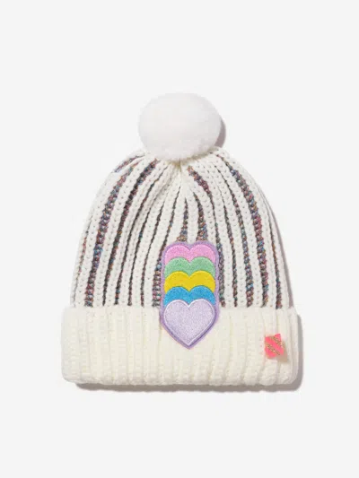 Shop Billieblush Girls Hearts Bobble Hat In Ivory