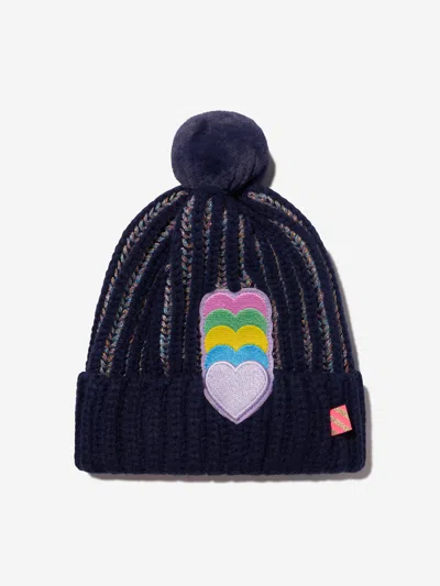 Shop Billieblush Girls Hearts Bobble Hat In Blue