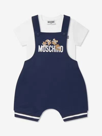 Shop Moschino Baby Dungarees Set In Blue