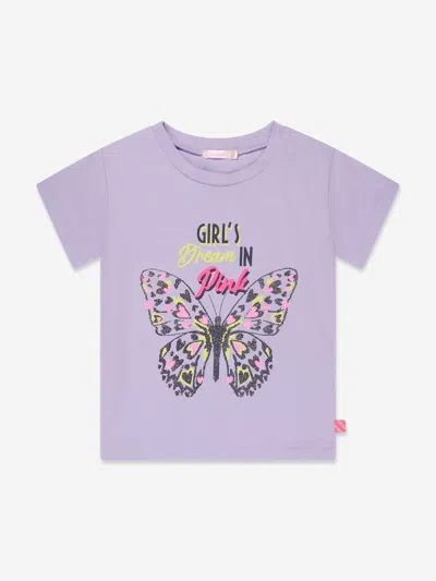 Shop Billieblush Girls Butterfly T-shirt In Purple
