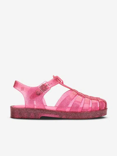 Shop Mini Melissa Girls Possession Shiny Sandals In Pink