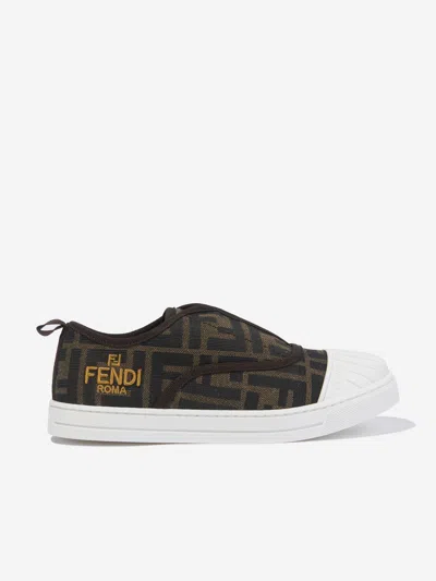 Shop Fendi Kids Ff Logo Trainers In Black