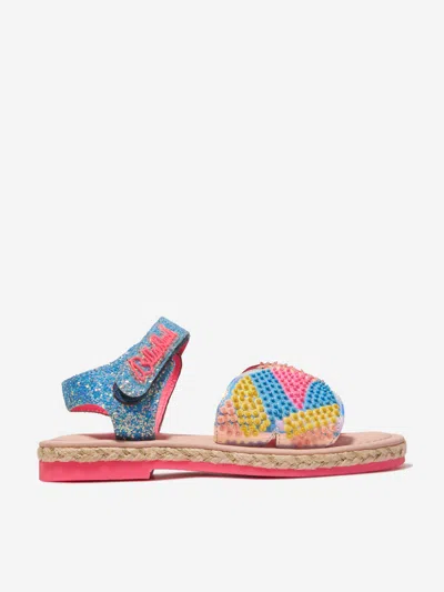 Shop Billieblush Girls Sequin And Pearl Butterfly Sandals In Blue
