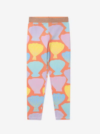 Shop Stella Mccartney Girls Shell Print Leggings In Orange