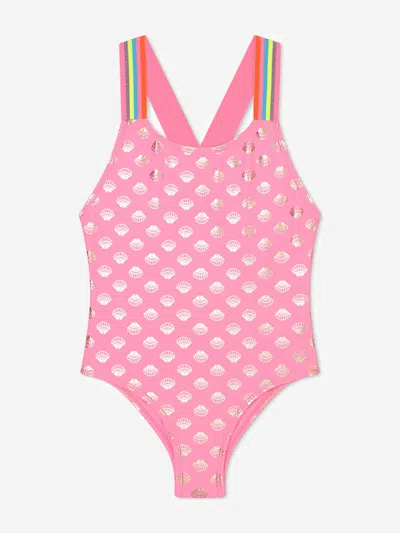 Shop Billieblush Girls Shell Swimsuit In Pink