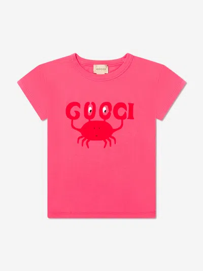 Shop Gucci Kids Crab Logo T-shirt In Pink