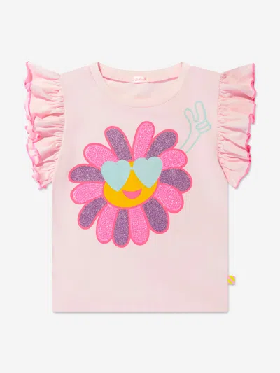 Shop Billieblush Girls Flower T-shirt In Pink