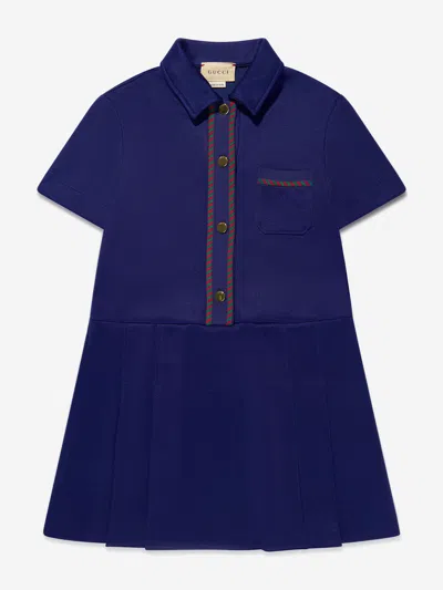 Shop Gucci Girls Pocket Dress In Blue