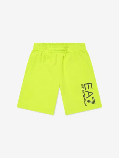 Shop Ea7 Boys Iridescent Logo Shorts In Green