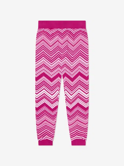 Shop Missoni Girls Zigzag Knitted Leggings In Pink