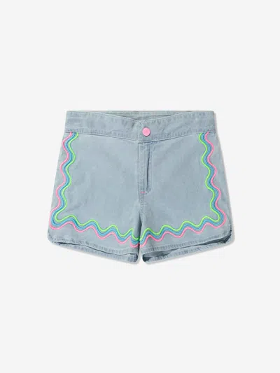 Shop Billieblush Girls Embroidered Denim Shorts In Blue
