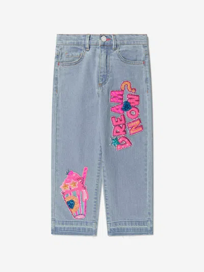 Shop Billieblush Girls Sequin Applique Jeans In Blue