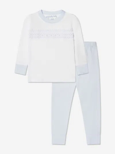 Shop Magnolia Baby Baby Boys Smocked Long Pyjamas Set In White
