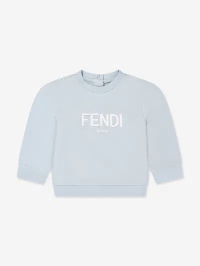 Shop Fendi Baby Logo Sweatshirt In Blue