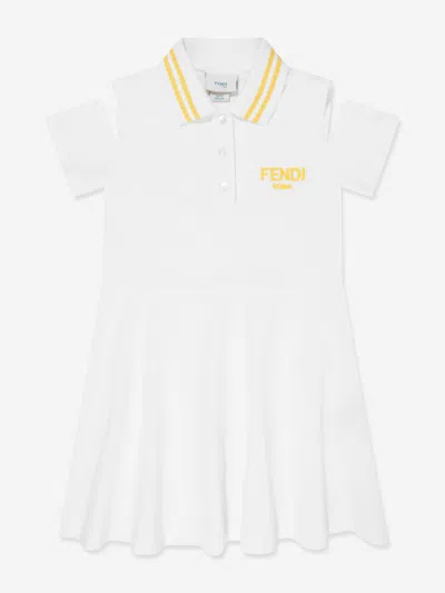 Shop Fendi Girls Logo Polo Dress In White