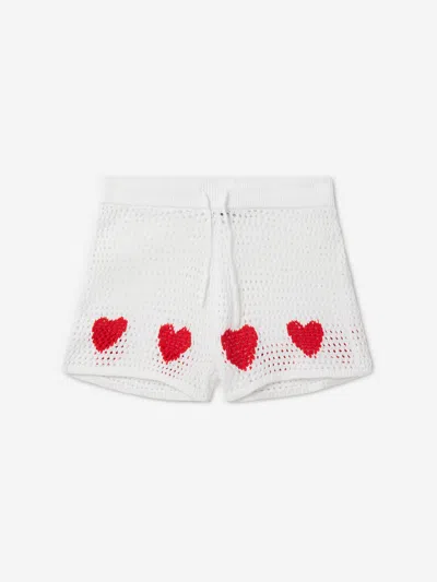 Stella Mccartney Heart-motif Crochet Shorts In Ivory