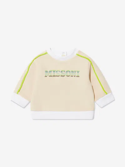 Shop Missoni Baby Boys Logo Sweatshirt In Beige