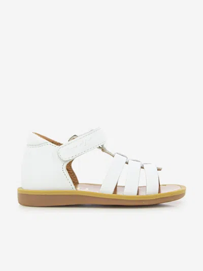 Shop Pom D'api Girls Leather Poppy Strap Sandals In White