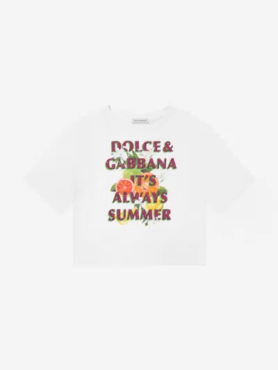 Shop Dolce & Gabbana Girls It's Always Summer T-shirt In White