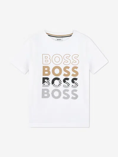Shop Hugo Boss Boys Multi Logo Print T-shirt In White