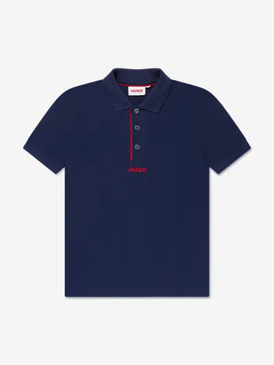 Shop Hugo Boys Logo Polo Shirt In Blue