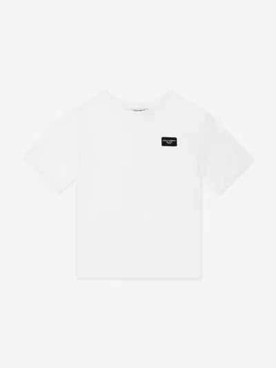 Shop Dolce & Gabbana Boys Logo Labelled T-shirt In White