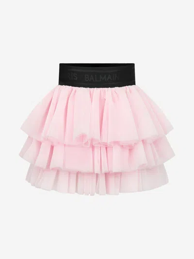Shop Balmain Girls Skirt Size 12 Yrs In Pink