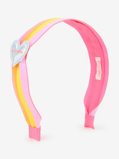 Shop Billieblush Girls Striped Heart Headband In Pink