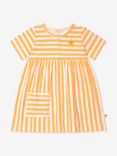 Shop The Bonnie Mob Girls Cari Striped Pocket Dress In Orange