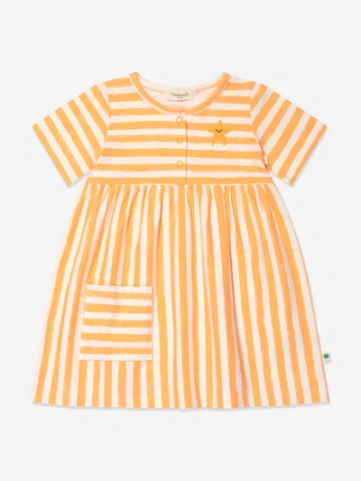 The Bonnie Mob Girls Cari Striped Pocket Dress In Orange
