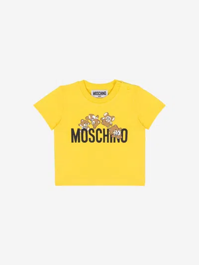 Shop Moschino Baby Teddy Logo T-shirt In Yellow