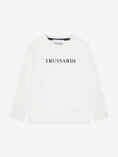 Shop Trussardi Boys Beid Long Sleeve T-shirt In Ivory