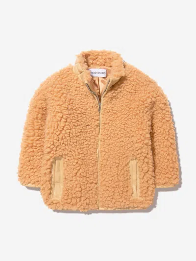 Stand Studio Girls Faux Fur Azalea Mini Jacket 8 Yrs Beige In Beige