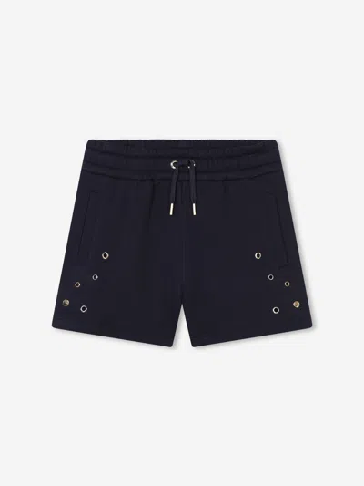 Chloé Eyelet-detailing Organic Cotton Shorts In Blue
