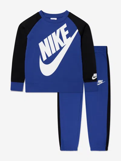 Shop Nike Boys Oversized Futura Crew Tracksuit In Blue