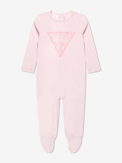 Shop Guess Baby Girls Logo Babygrow In Pink