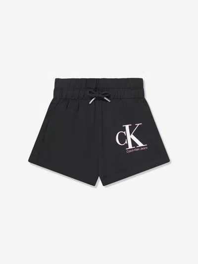 Shop Calvin Klein Jeans Est.1978 Girls Reveal Monogram Shorts In Black