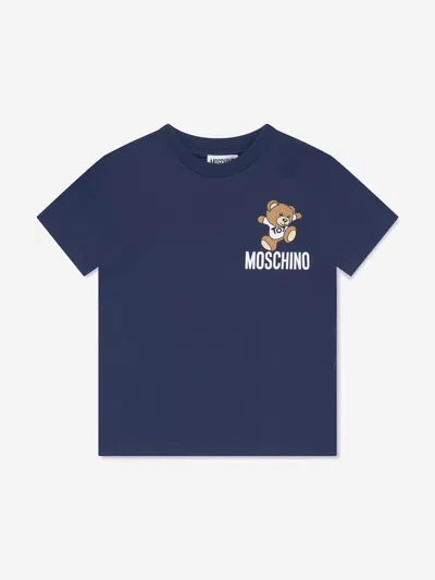 Shop Moschino Kids Teddy Logo T-shirt In Blue