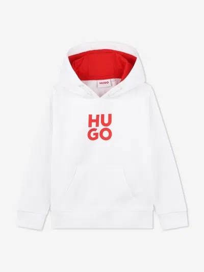 Shop Hugo Boys Logo Print Hoodie In White