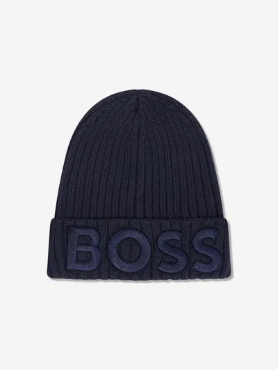 Shop Hugo Boss Boys Pull On Hat In Blue