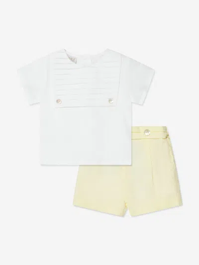 Shop Paz Rodriguez Baby Boys Linen Shorts Set In Multicoloured