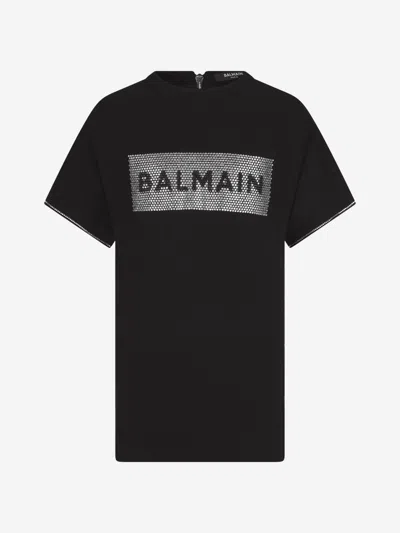 Shop Balmain Girls Vi Logo Dress 10 Yrs Black