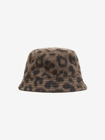 Shop Balmain Girls Leopard Bucket Hat In Brown