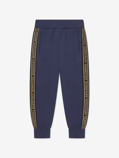 Balmain Boys Logo Joggers In Blue
