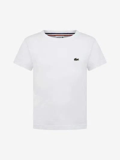 Shop Lacoste Boys Logo T-shirt 8 Yrs White