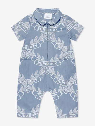 Shop Burberry Baby Boys Andreas Crest Romper In Blue