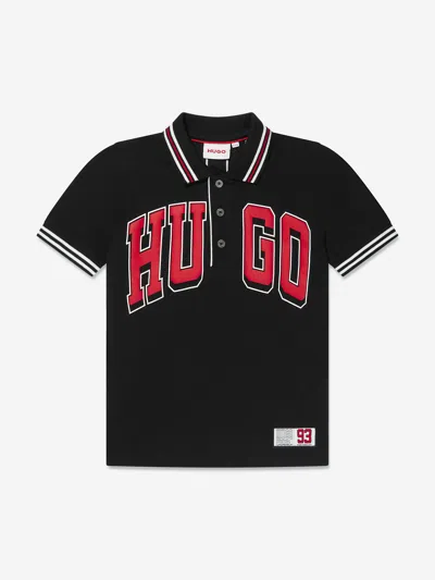 Shop Hugo Boys Logo Print Polo Shirt In Black