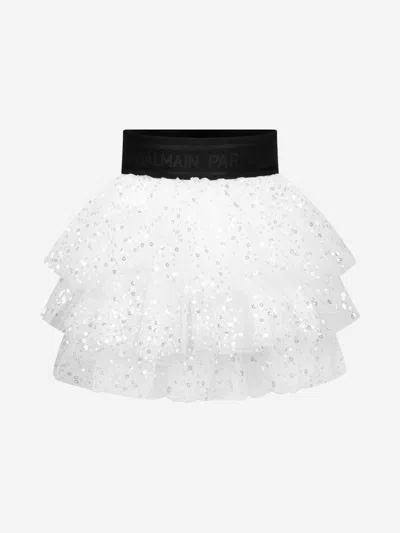 Shop Balmain Girls Skirt Size 16 Yrs In Silver