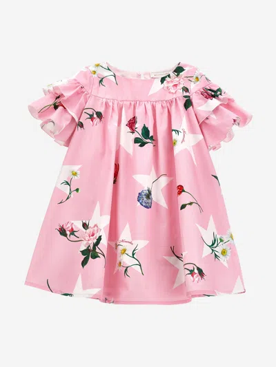 Shop Monnalisa Girls Stars And Flowers Dress In Pink